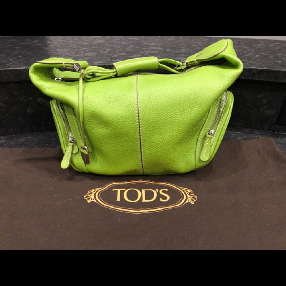 Tod’s Lime Green Leather Hobo Style Bag